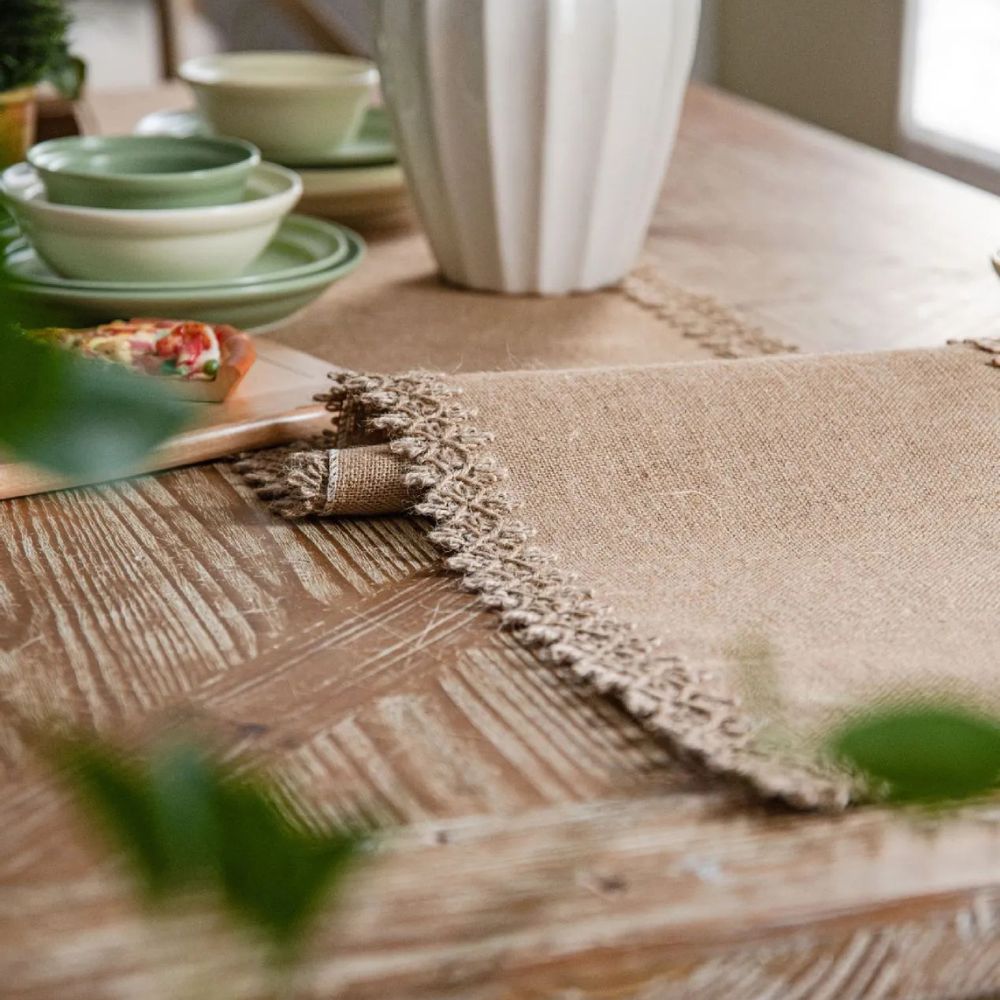 Burlap Charm Boho Table Runner 6