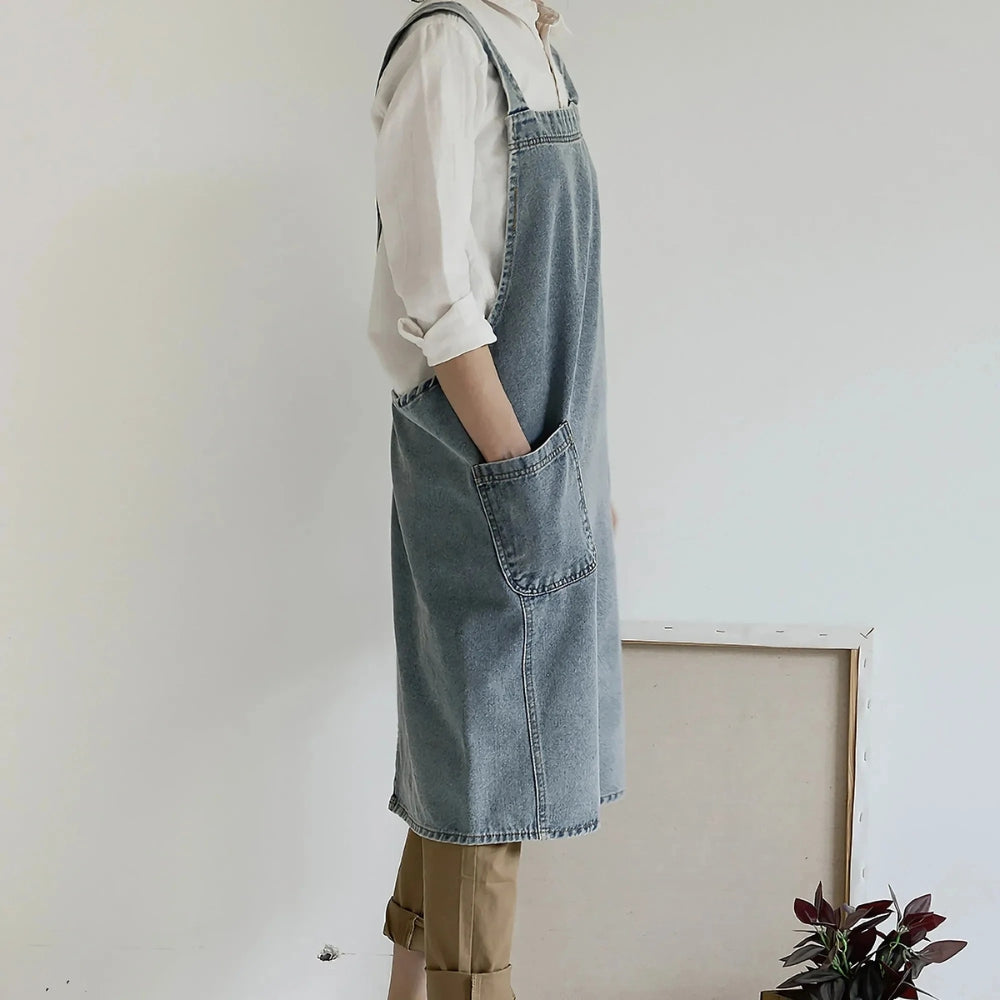 Casual Cotton Denim Pocket Apron 3