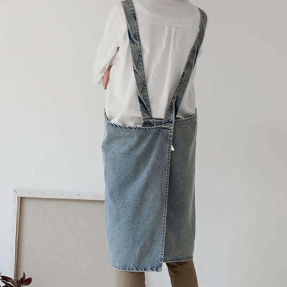 Casual Cotton Denim Pocket Apron 4