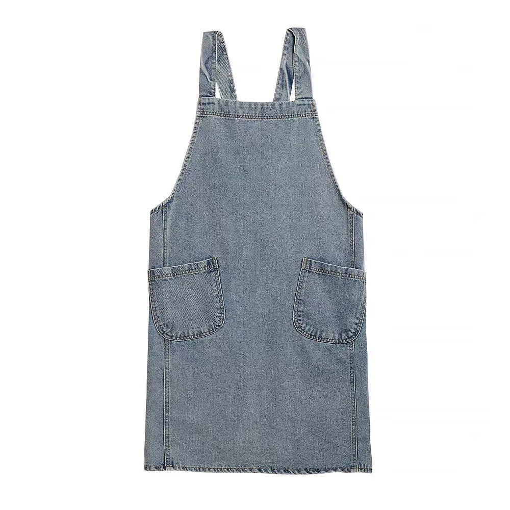 Casual Cotton Denim Pocket Apron 6