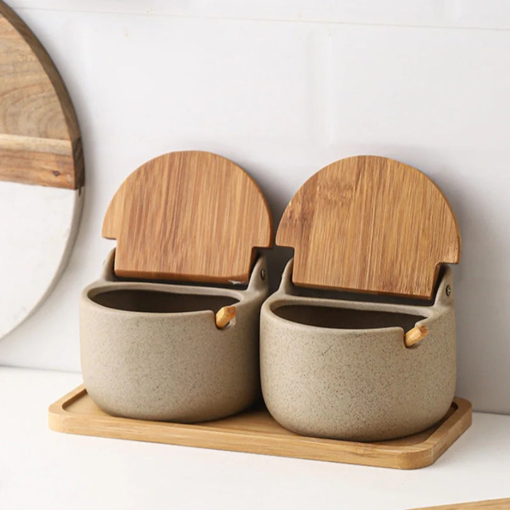 Ceramic Bamboo Spice Jar Set 0