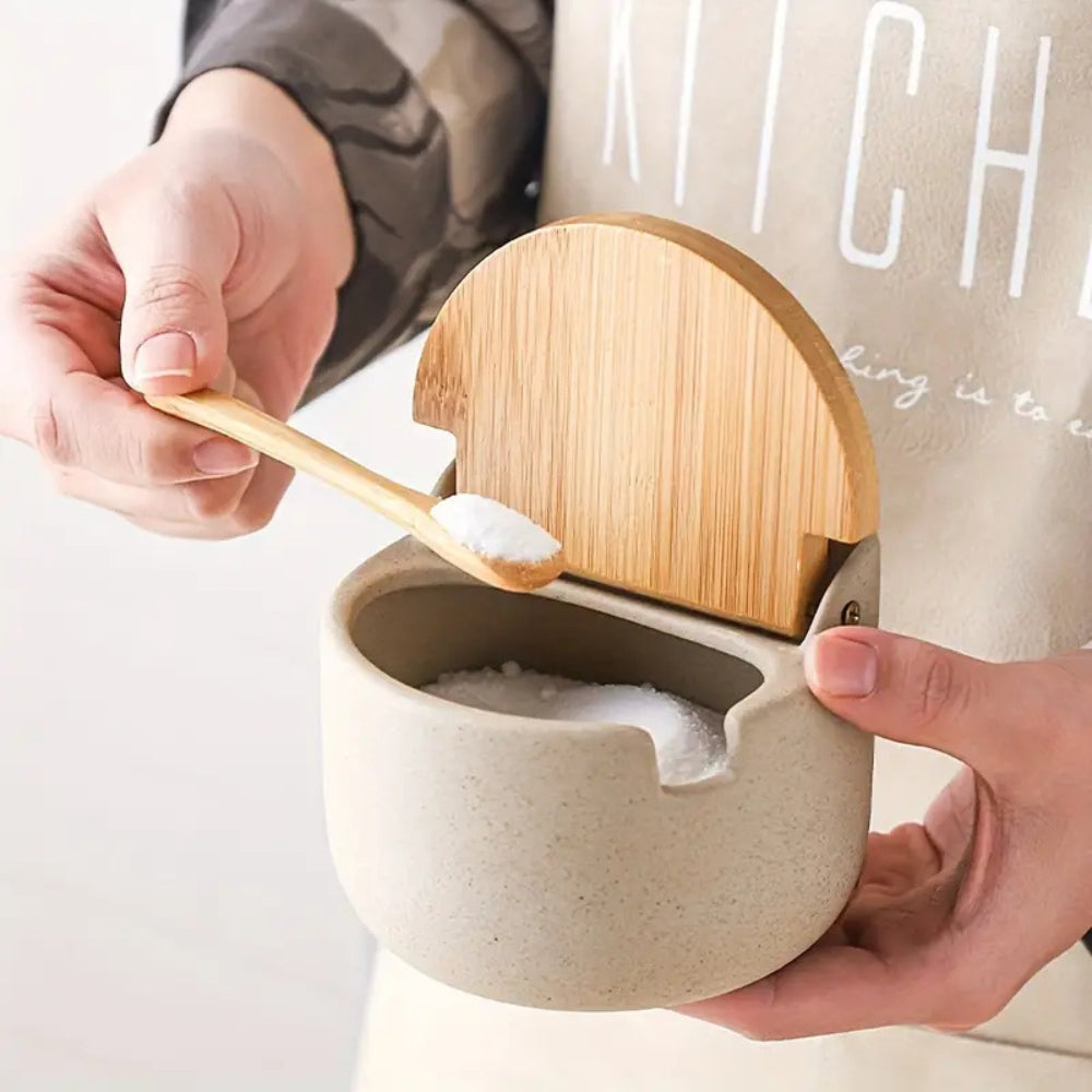 Ceramic Bamboo Spice Jar Set 2