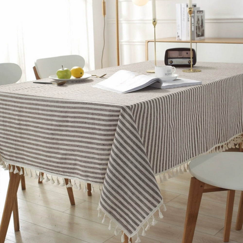 Classic Striped Tassel Table Cloth 10