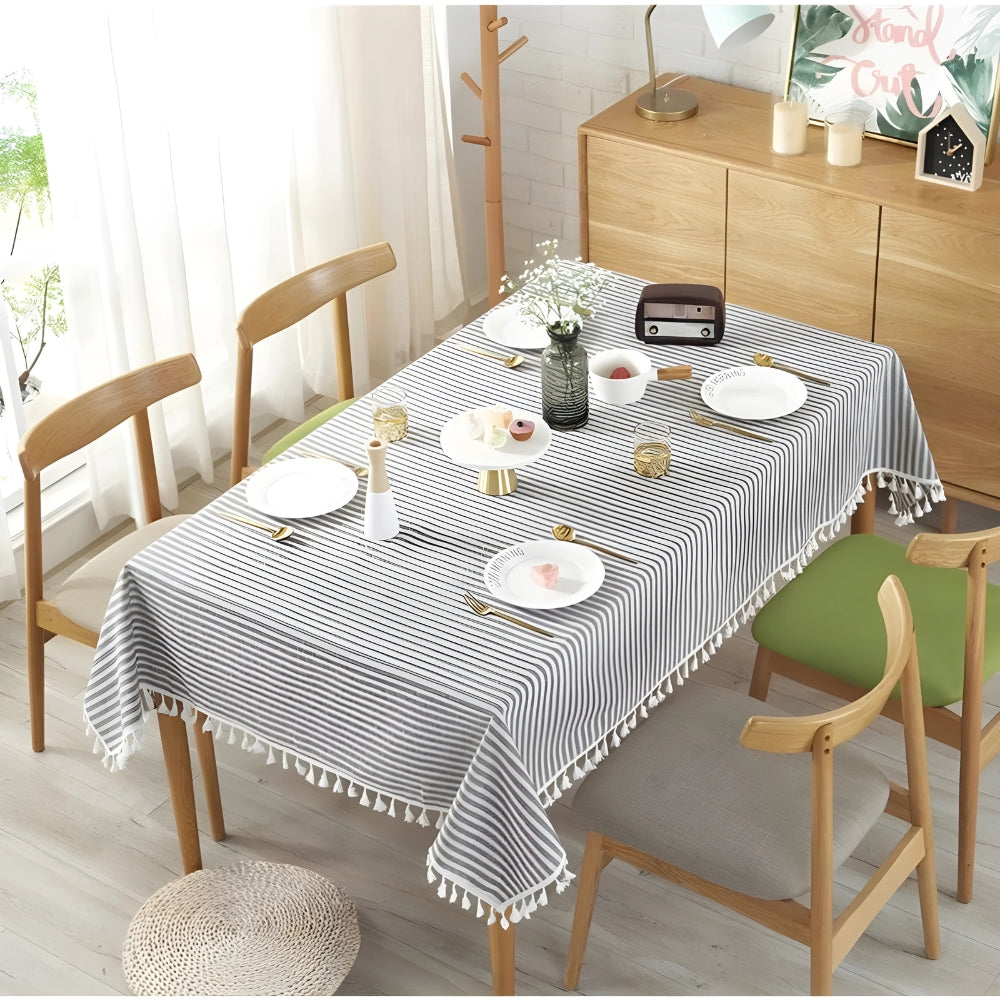 Classic Striped Tassel Table Cloth 4