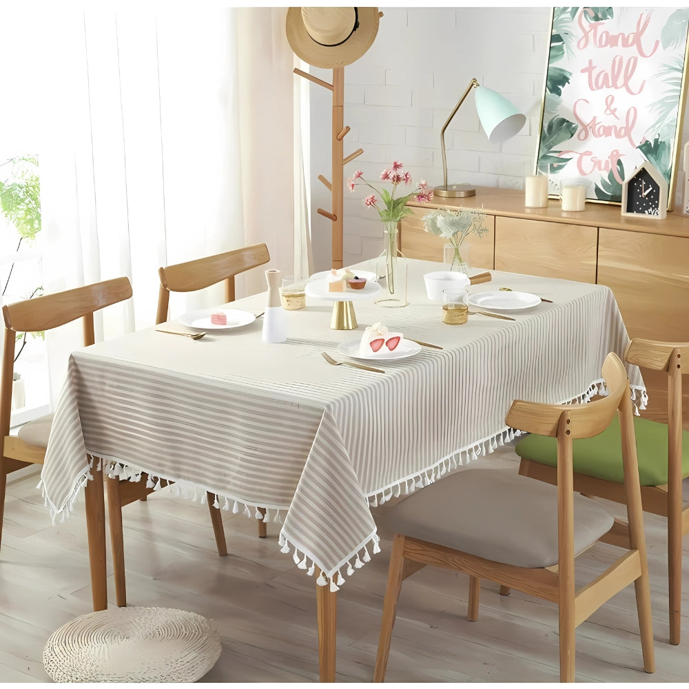 Classic Striped Tassel Table Cloth 5