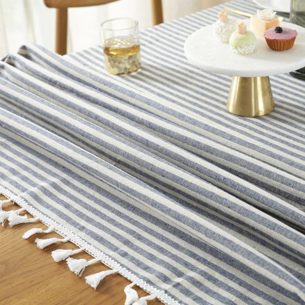 Classic Striped Tassel Table Cloth 6