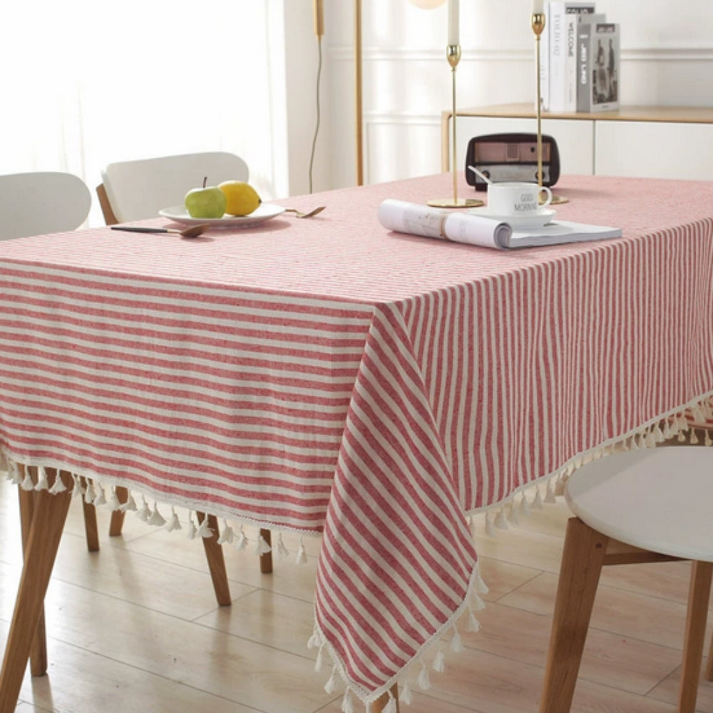 Classic Striped Tassel Table Cloth 9