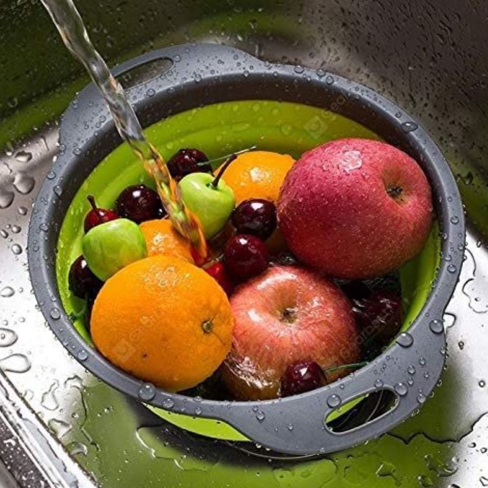 Collapsible Silicone Strainer Basket 1