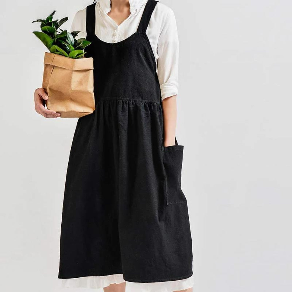 Cross-Back Apron With Pockets 0