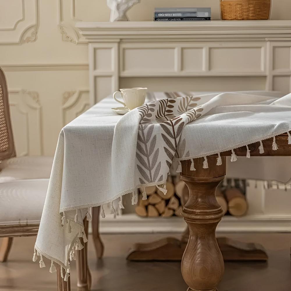 Elegance Leaves Embroidered Tablecloth 7