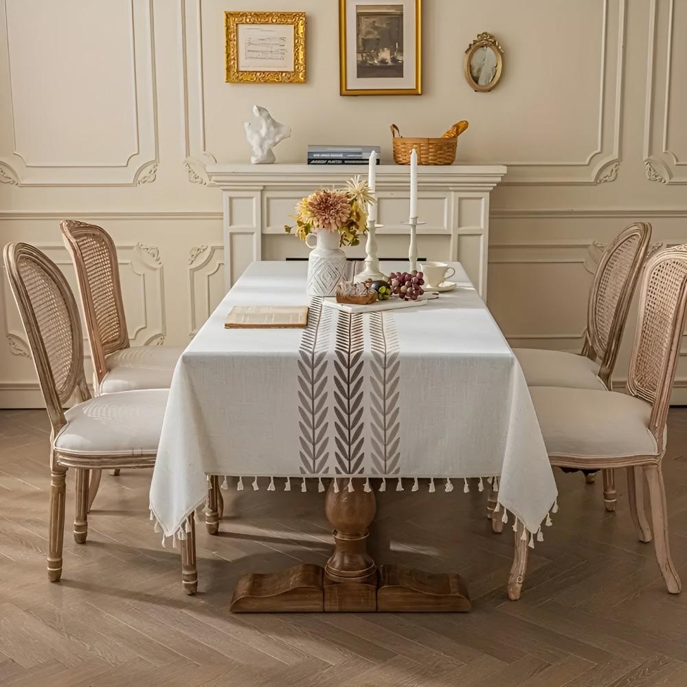 Elegance Leaves Embroidered Tablecloth 8