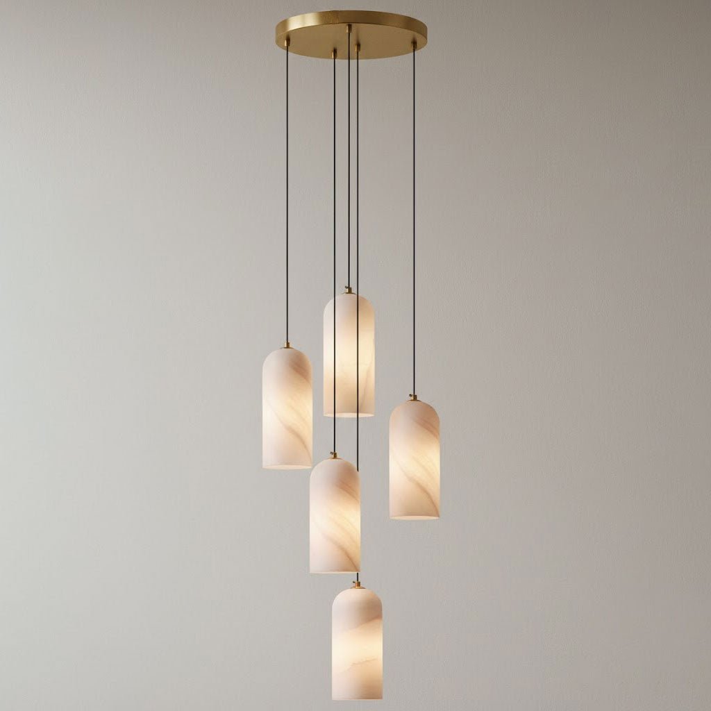 Elegant Alabaster Globe Pendant Light | Adjustable Height Hanging Light for Soft Illumination in Kitchen and Dining Spaces