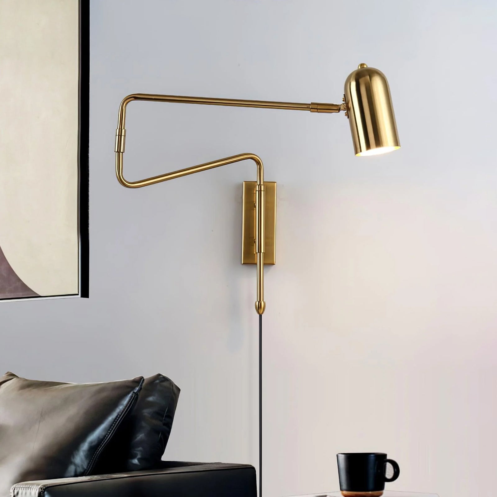 Elegant Metal Wall Light | Adjustable Swing Arm Sconce with Plug-In Design for Focused Illumination