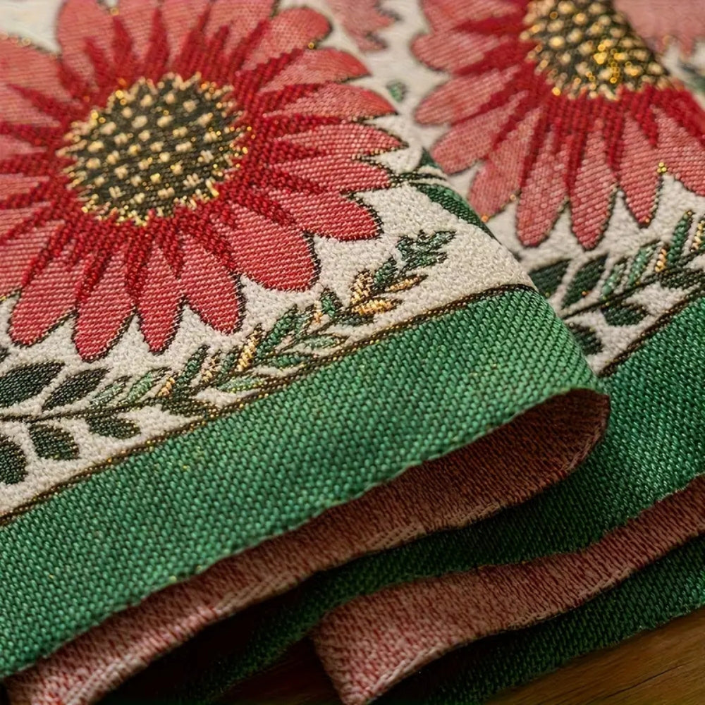Embroidered Floral Tassel Table Runner 6