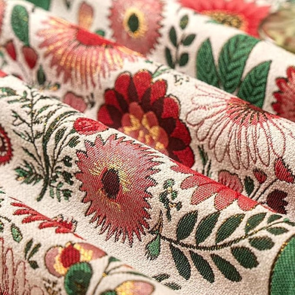 Embroidered Floral Tassel Table Runner 7