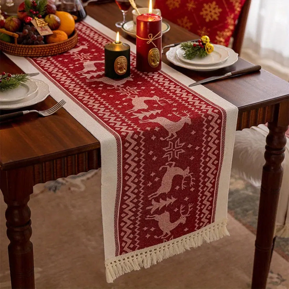 Festive Christmas Elk Table Runner 0