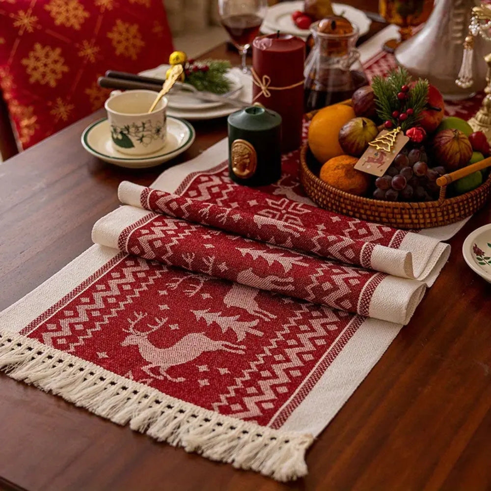 Festive Christmas Elk Table Runner 2