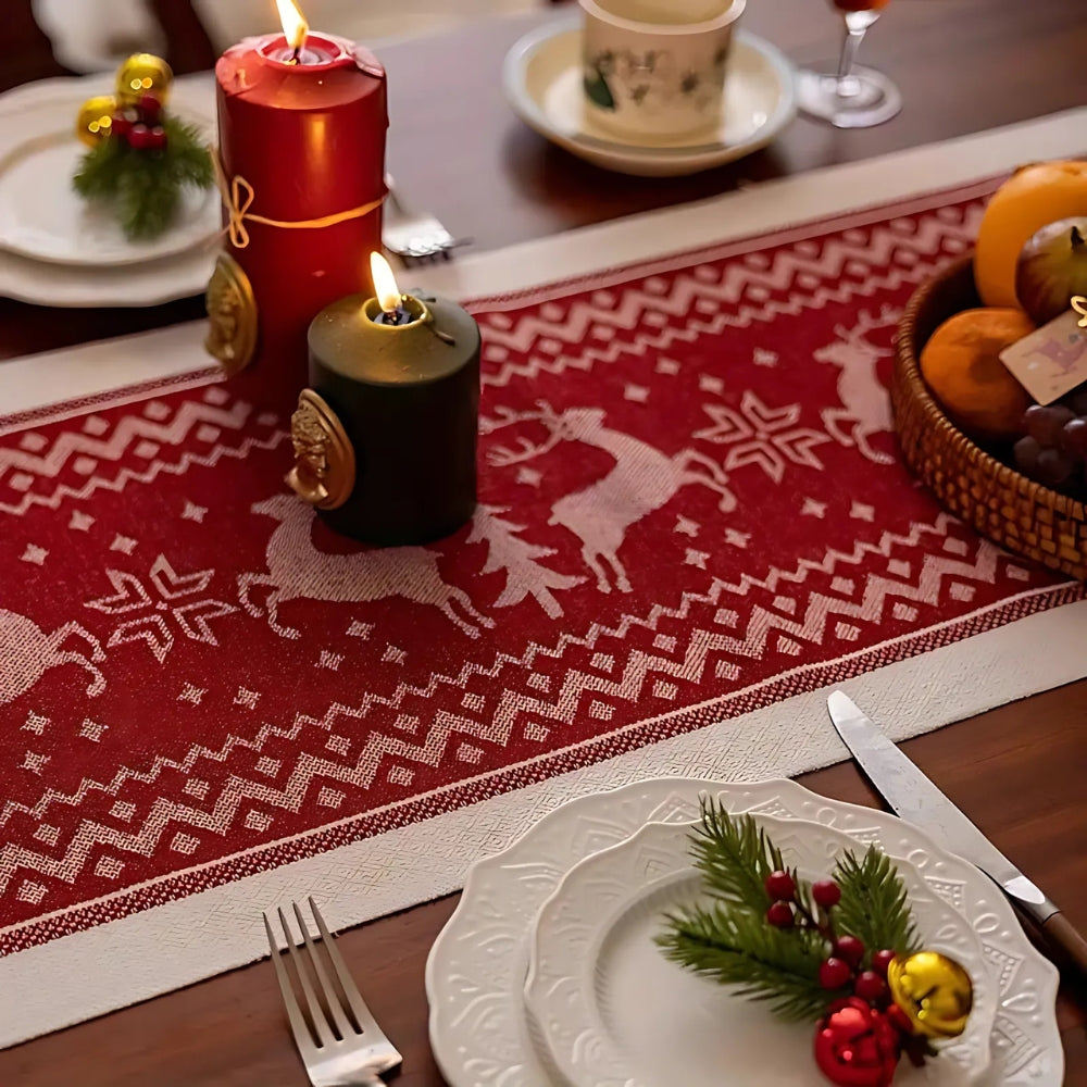 Festive Christmas Elk Table Runner 6