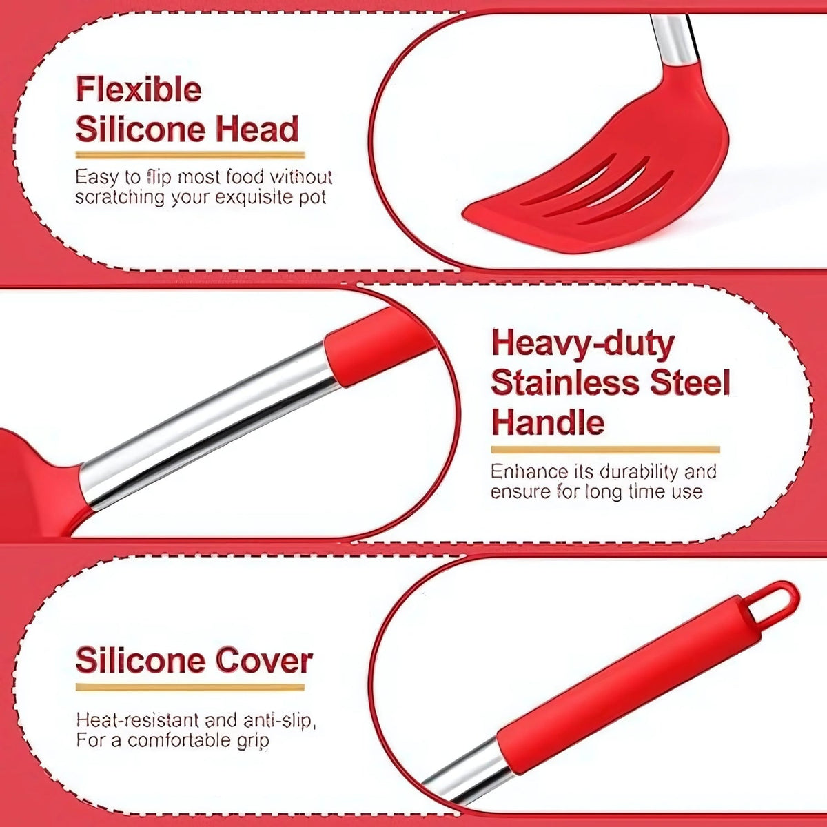 FlexiChef Silicone Kitchen Utensil Set | 3pcs 3