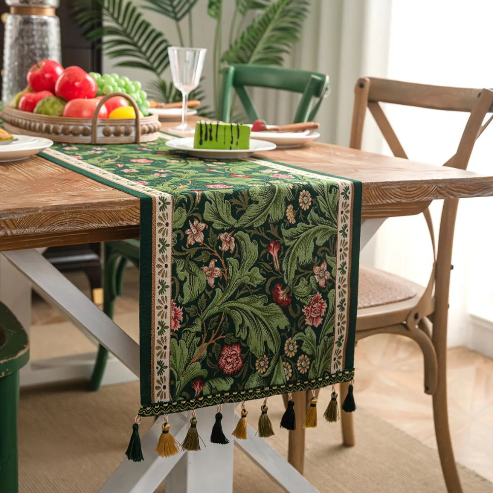 Flora Vine Embroidered Table Runner 0