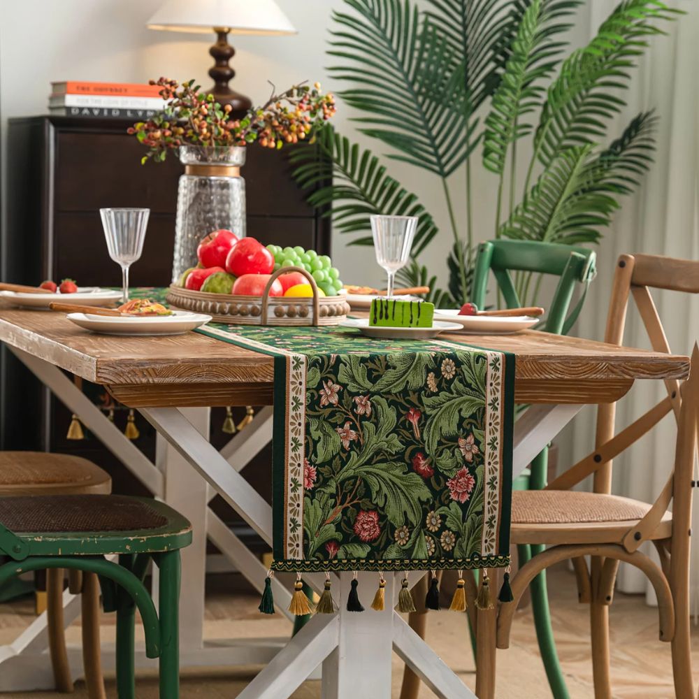 Flora Vine Embroidered Table Runner 8