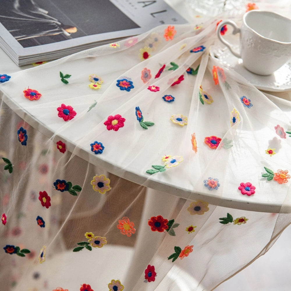 Floral Embroidered Lace Tablecloth Cover 4