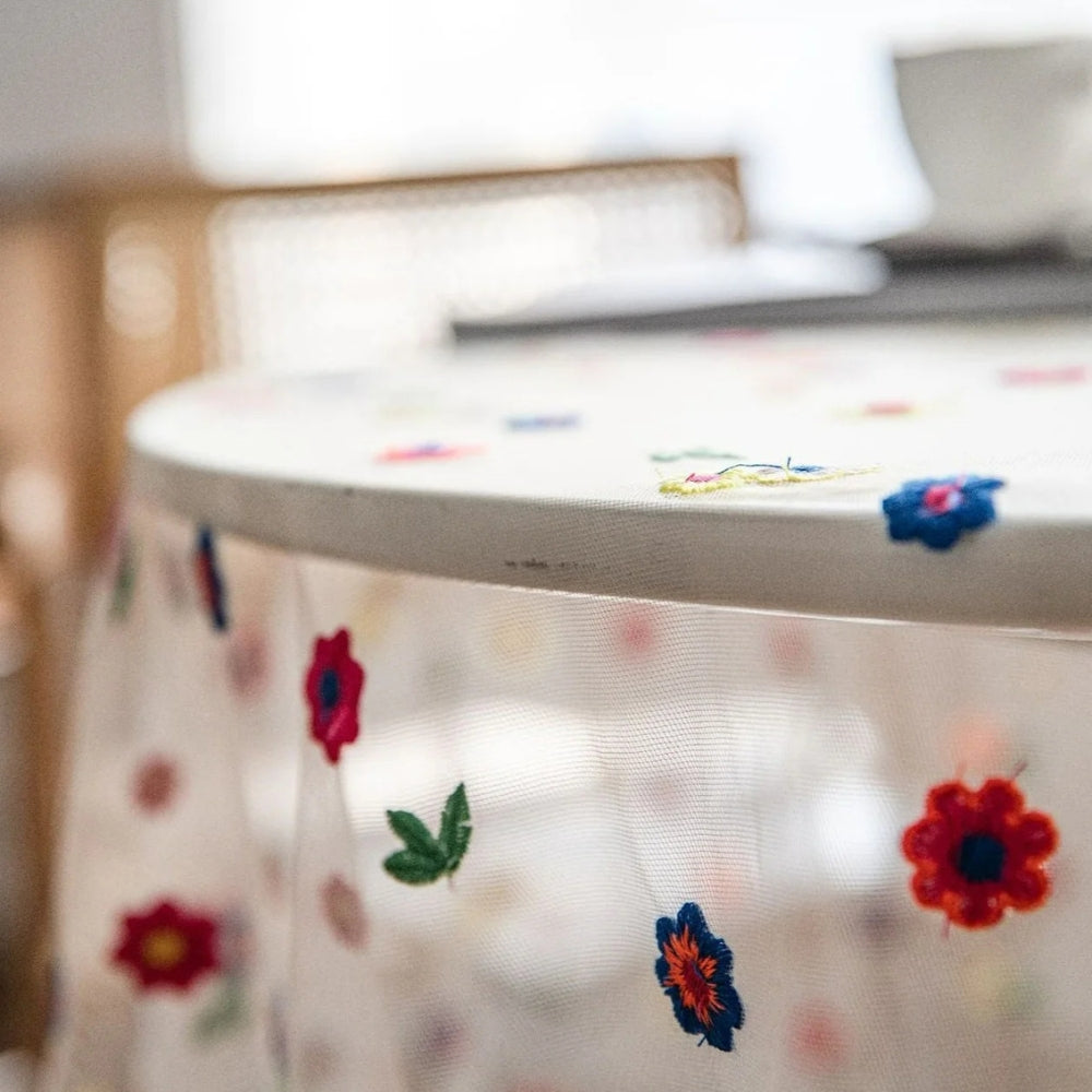 Floral Embroidered Lace Tablecloth Cover 7