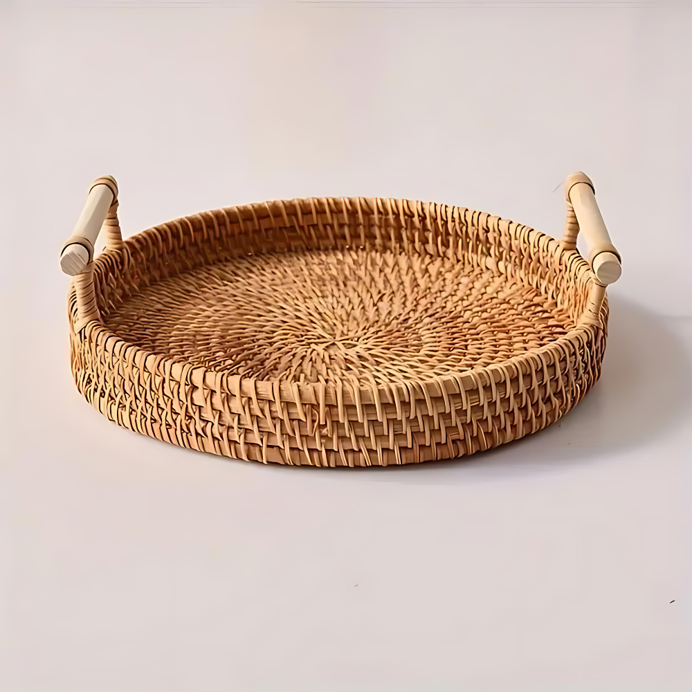 Handcrafted Rattan Serving Tray 0