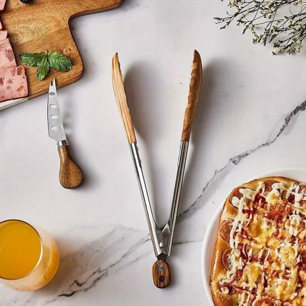 Heritage Wood & Steel Tongs | Set of 2 1