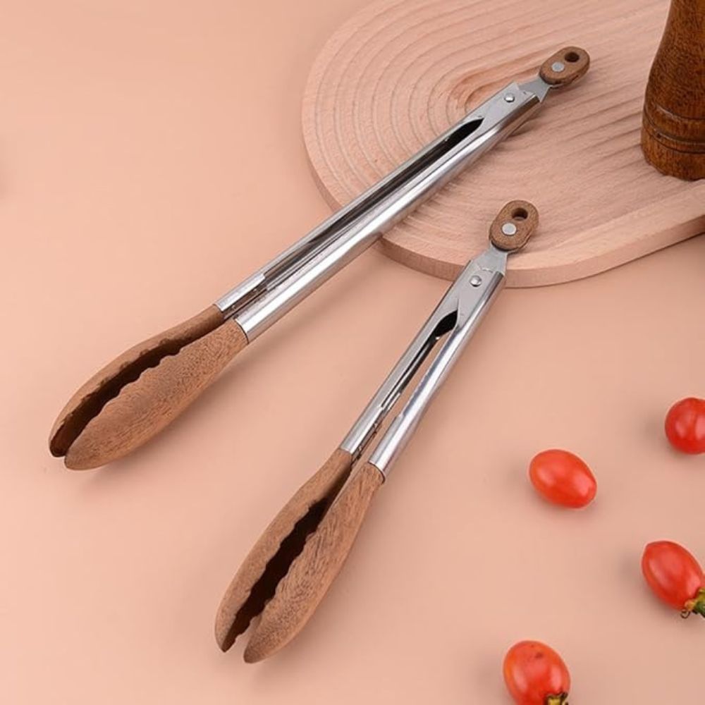 Heritage Wood & Steel Tongs | Set of 2 5