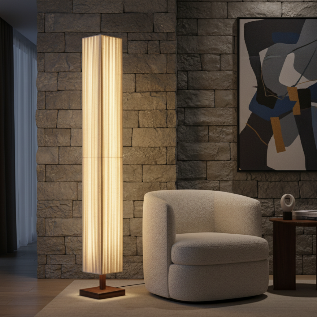 Hikari Collection | Modern Floor Lamp with Soft LED Light | Elegant Walnut Design for Calming Atmosphere