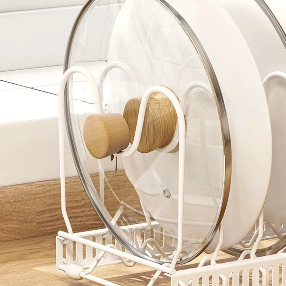 Iron Dish Pot Lid and Utensils Storage Rack 3