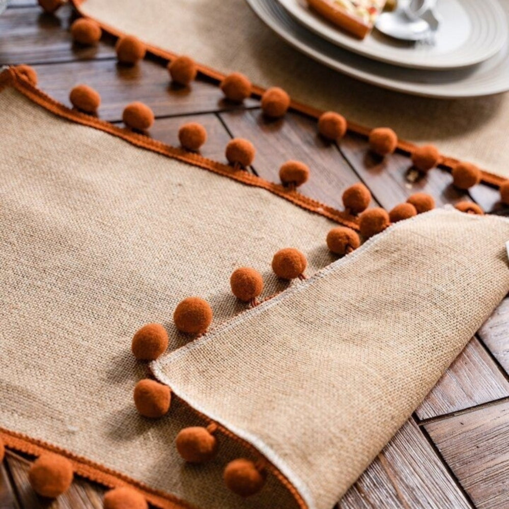 Jute Bohemian Pom-Pom Table Runner 3