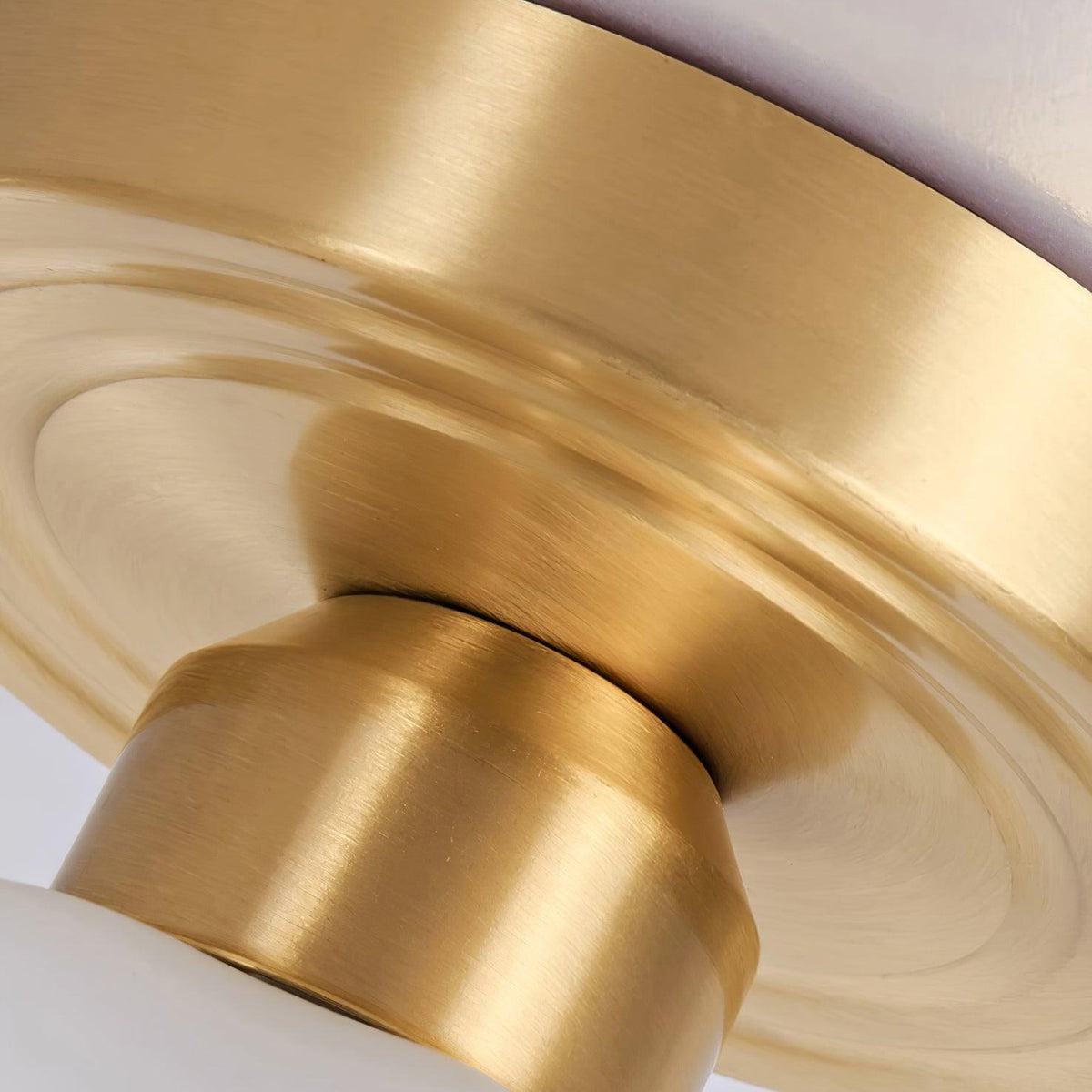 Mid-Century Brass Opal Glass Flush Mount Light