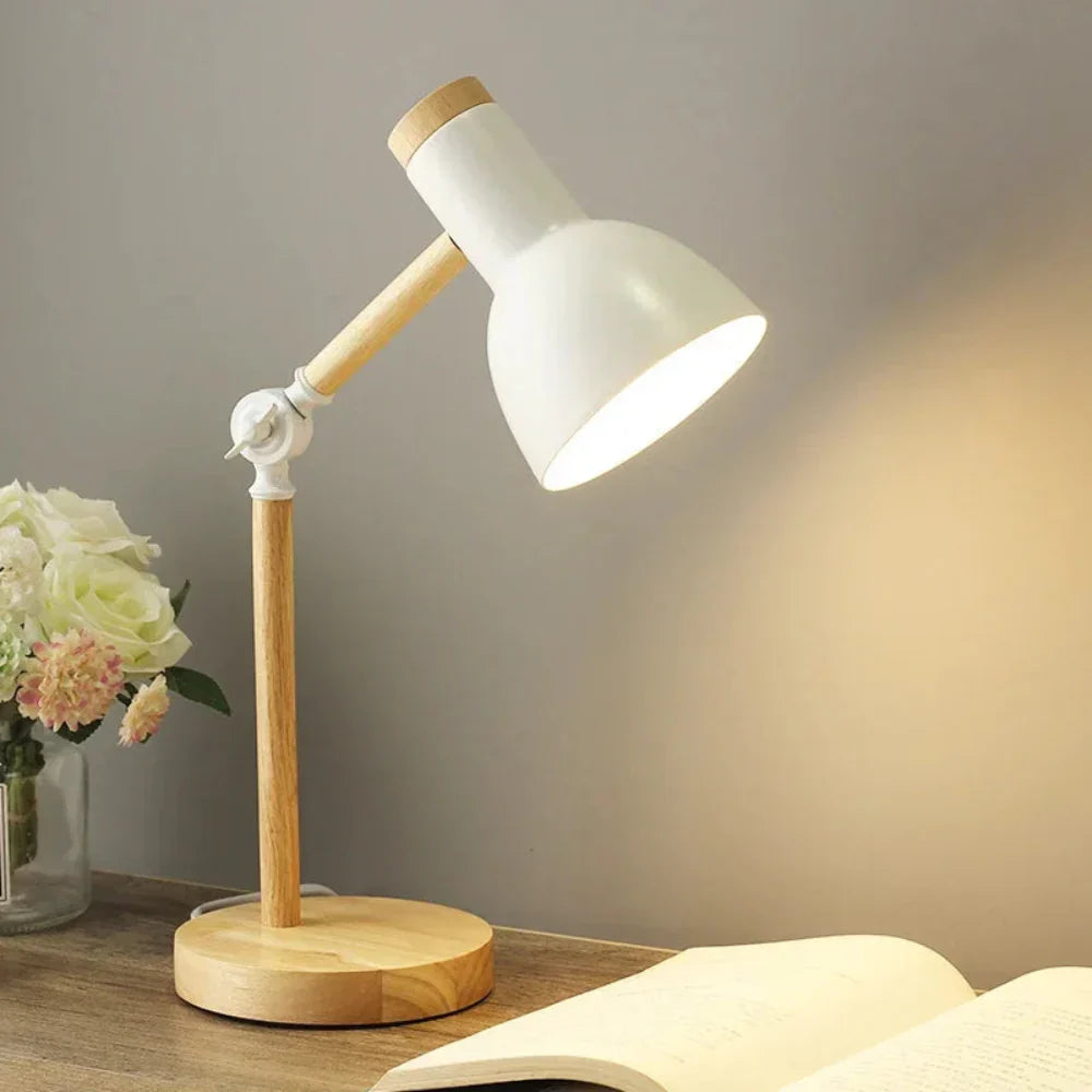 Wooden Adjustable Desk Lamp | Scandinavian-Inspired Table Light