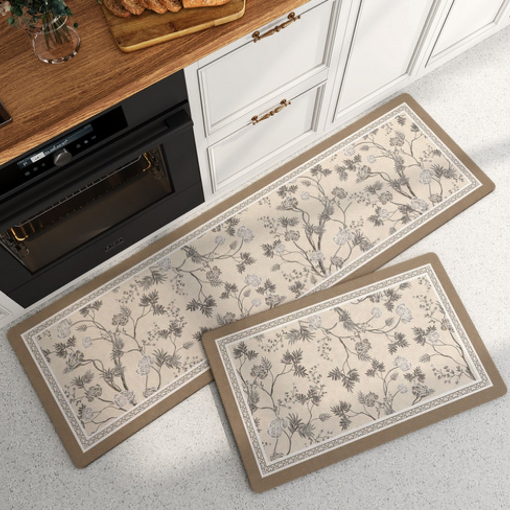 Lush Floral Striped Kitchen Mat 0