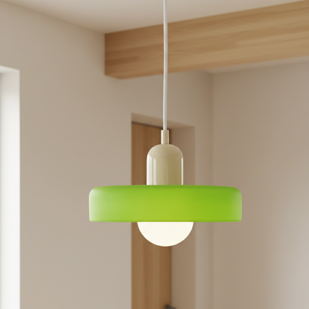 Modern Glass Pendant Light | Bauhaus-Inspired Design with Colorful Shade | Stylish Kitchen Island Lighting for Warm Illumination
