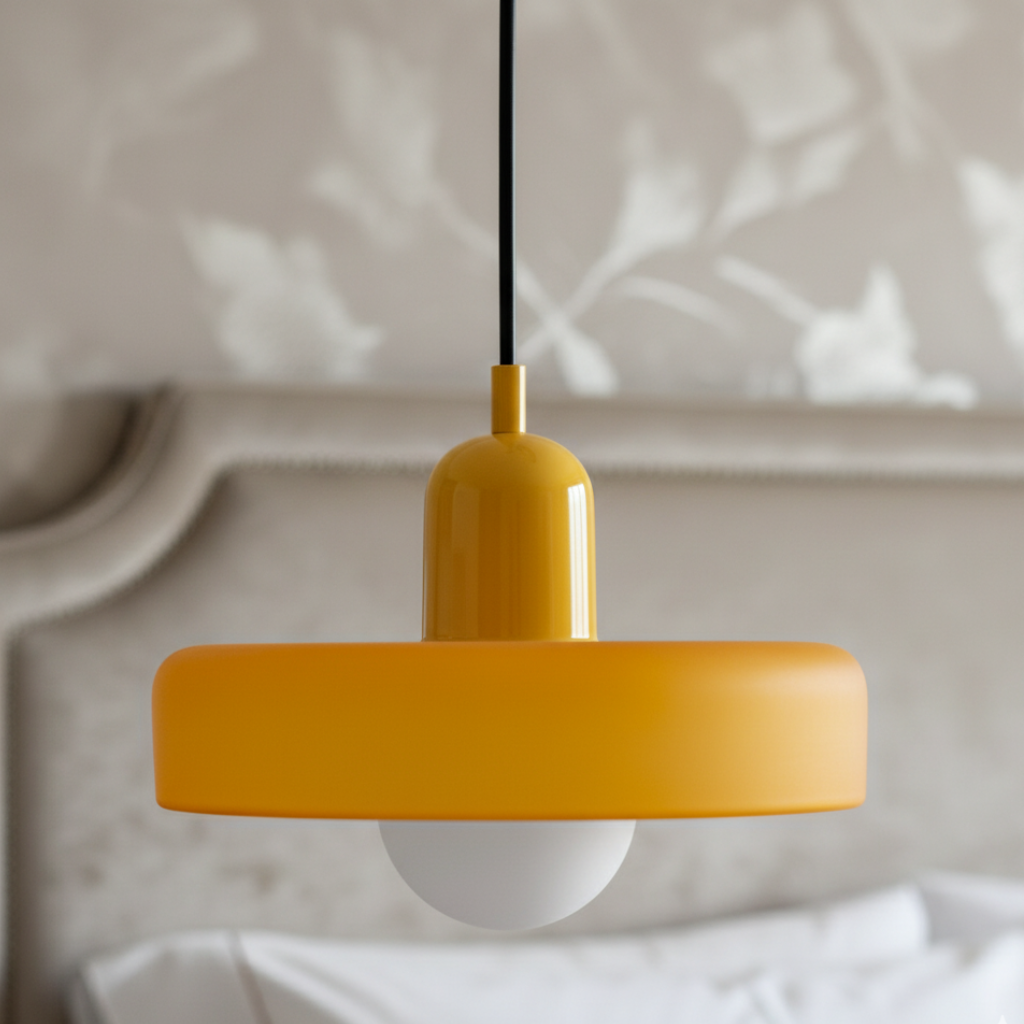 Modern Glass Pendant Light | Bauhaus-Inspired Design with Colorful Shade | Stylish Kitchen Island Lighting for Warm Illumination