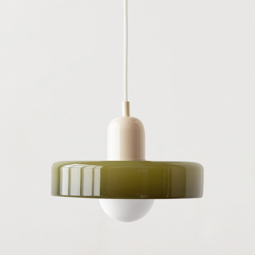 Modern Glass Pendant Light | Bauhaus-Inspired Design with Colorful Shade | Stylish Kitchen Island Lighting for Warm Illumination