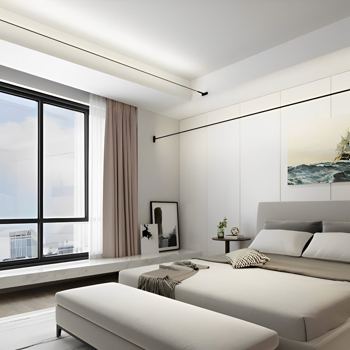 Modern Linear LED Strip Light with Rotatable Base for Adjustable Illumination | Flexible Indoor Lighting Solution