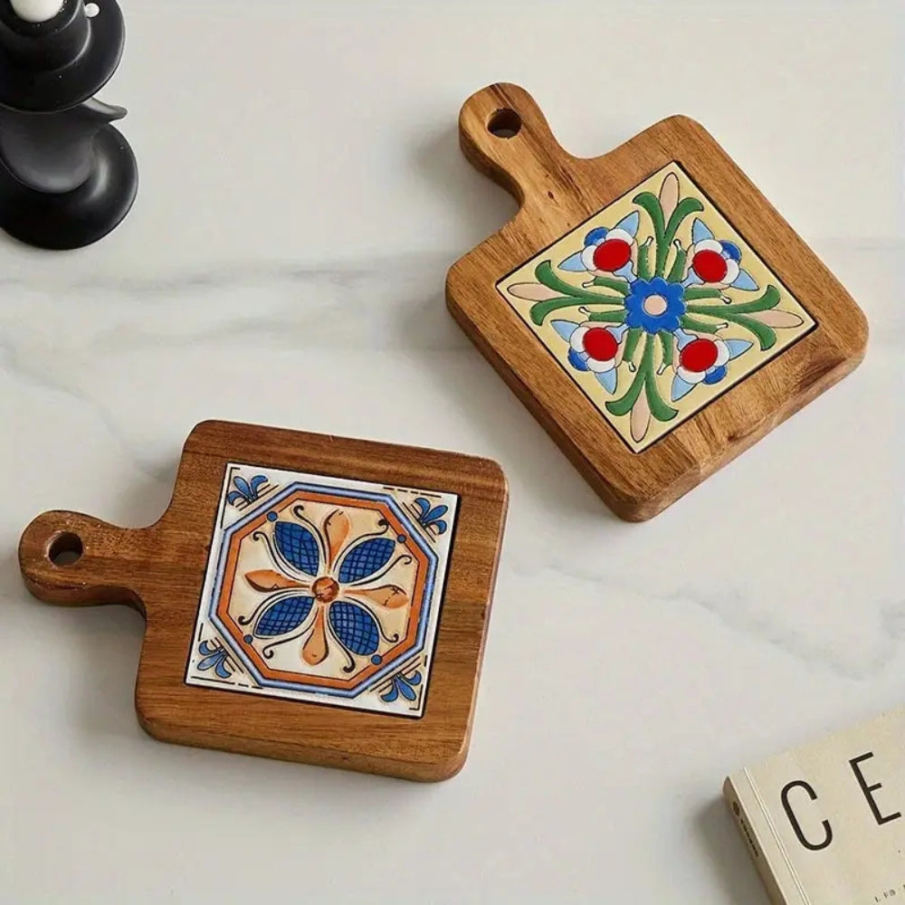 Moroccan Ebony Floral Wooden Trivets 7