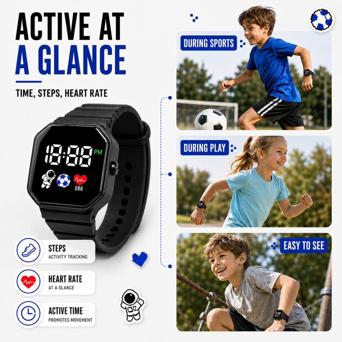 Waterproof Digital LED Kids Watch