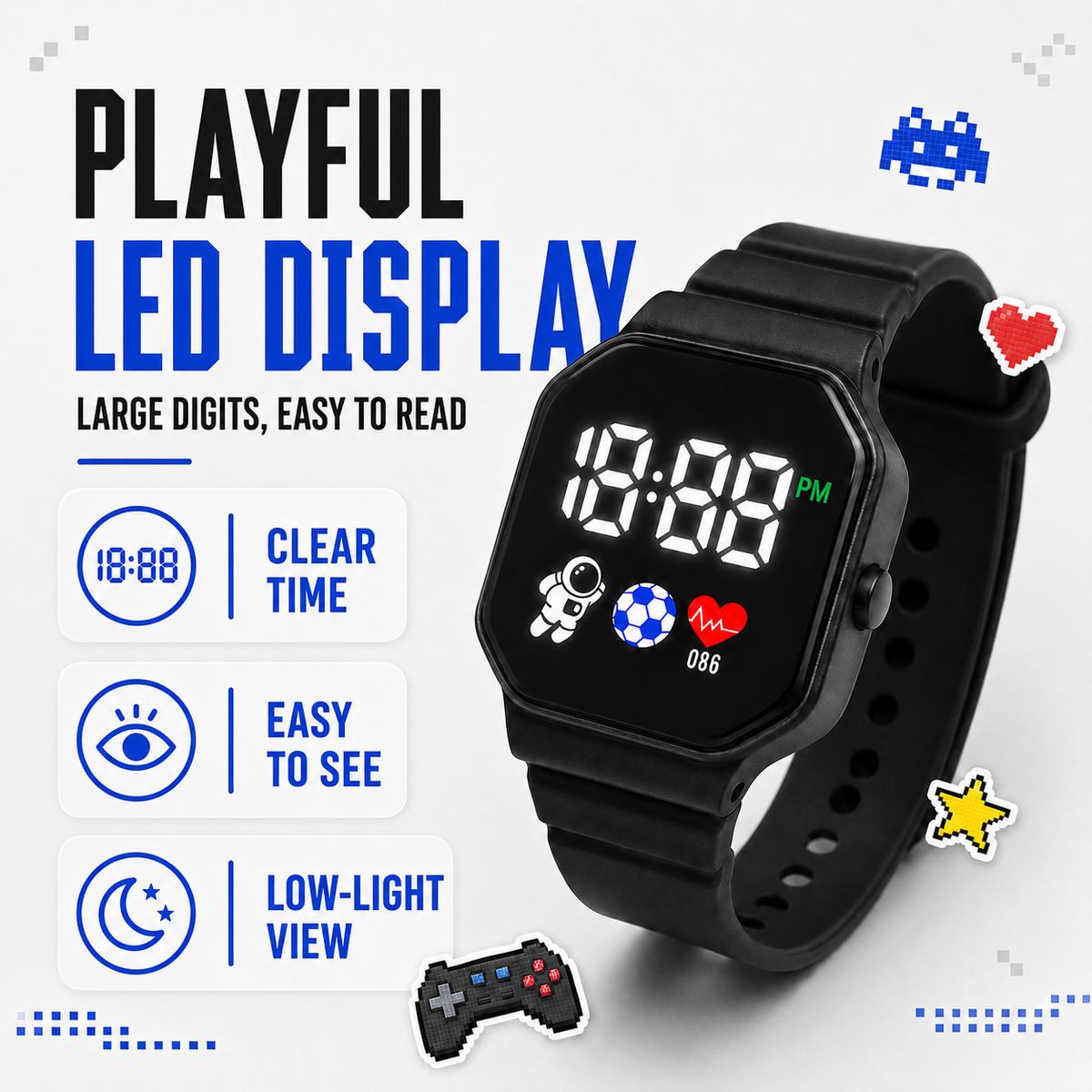 Waterproof Digital LED Kids Watch