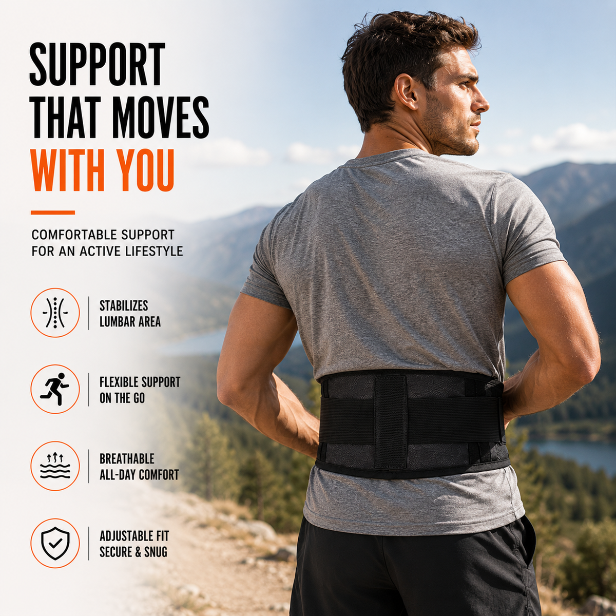 Self-Heating Adjustable Lumbar Support Belt