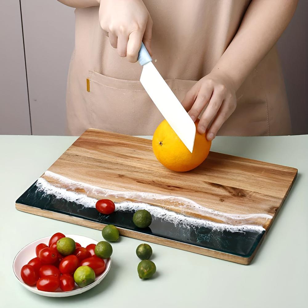 Ocean Wave Resin Acacia Wood Cutting Board 2