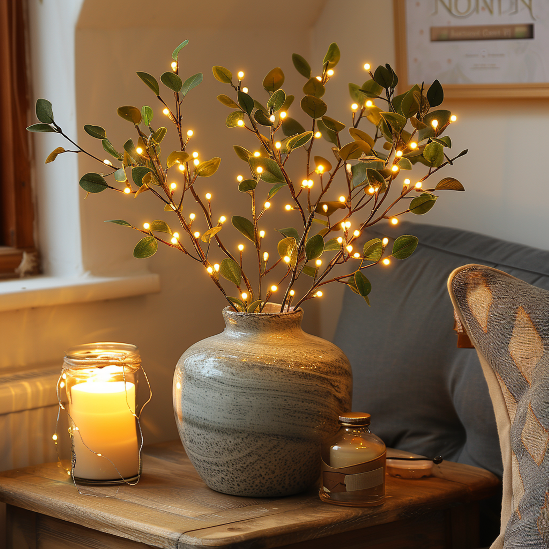 OliveGlow | Enchanting Warm White Battery Operated Fairy Light Branch 4