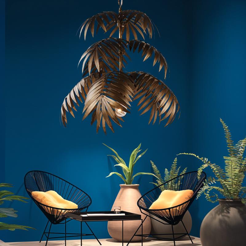 Palmae | Tropical Leaf Modern Chandelier with Sleek Metallic Finish | Stunning Lighting for Coastal Vibe