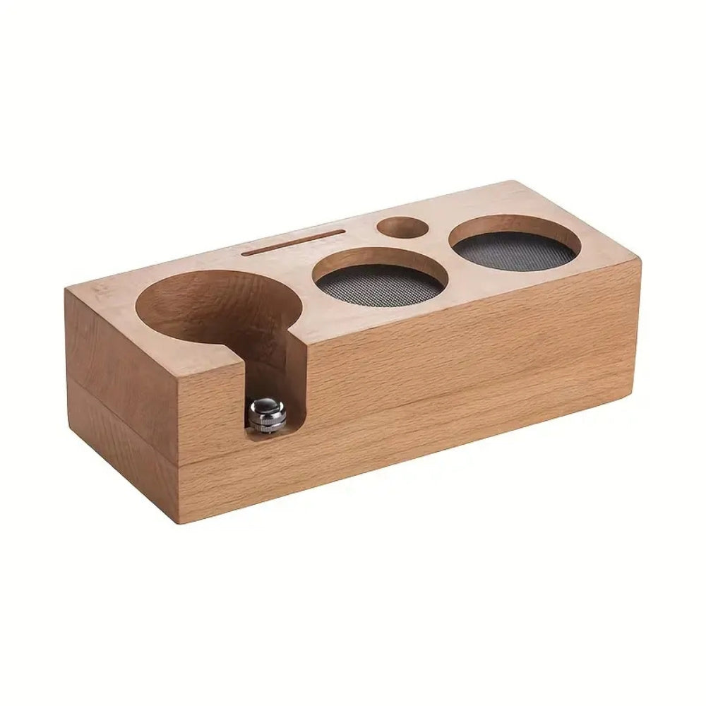 Rectangular Wood Coffee Tamper Station 0