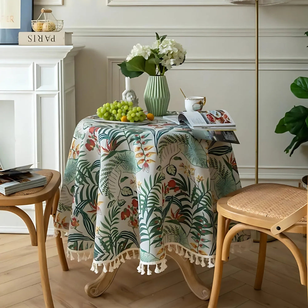 Retro Floral Round Table Cloth 0