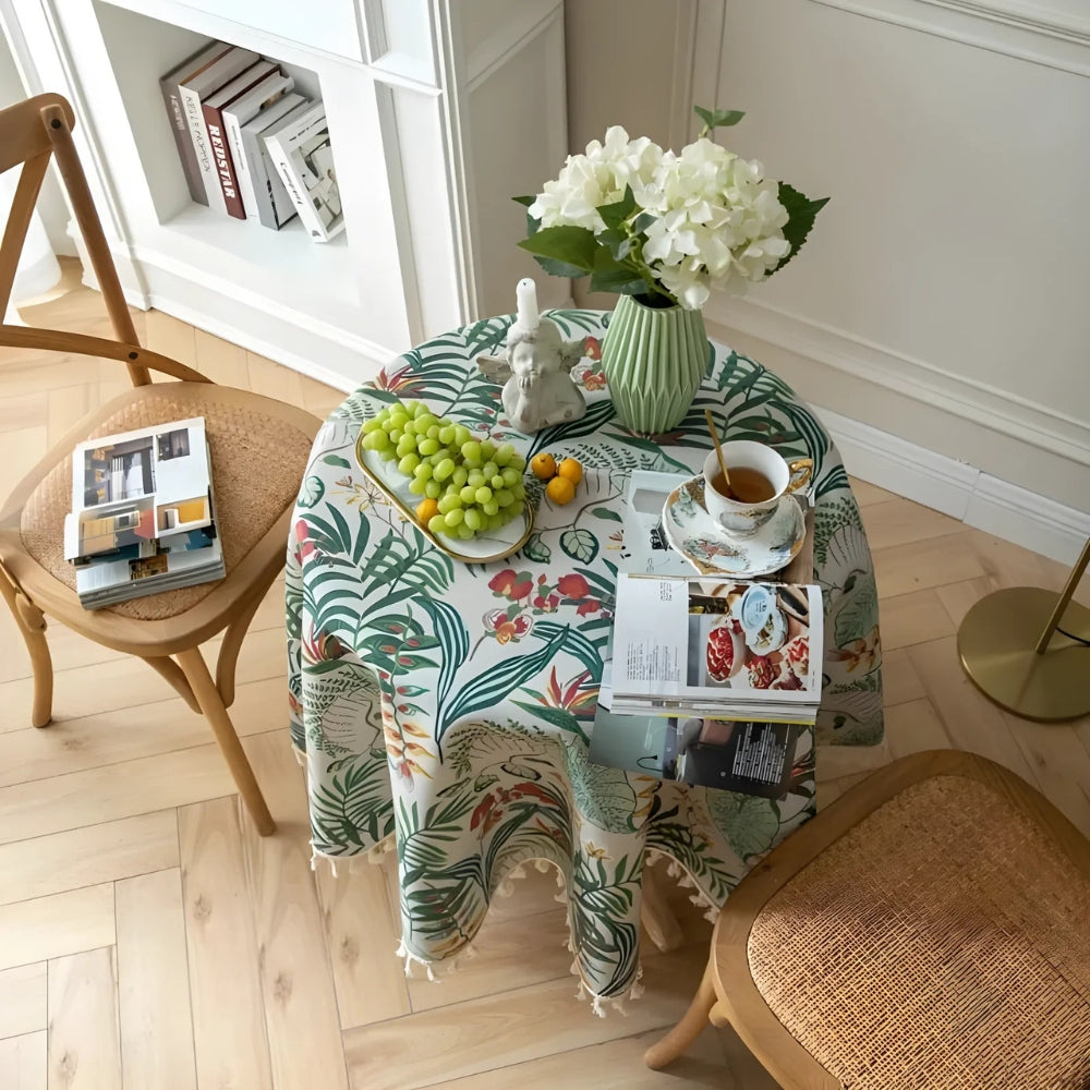 Retro Floral Round Table Cloth 1